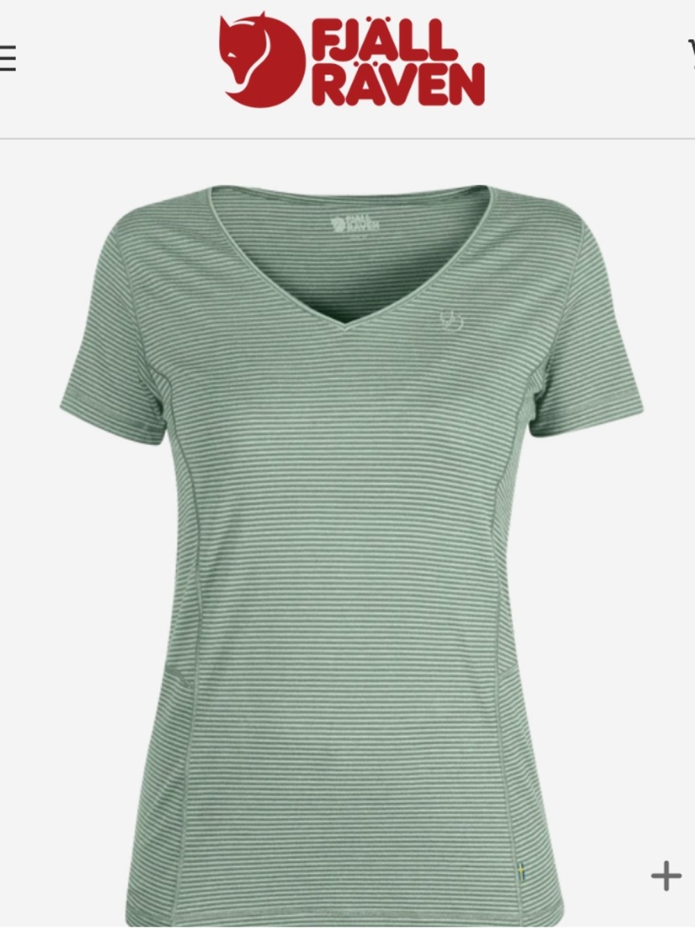 Women’s FjallRaven Abisko Cool T Shirt in Striped Green Small Logo Gorpcore